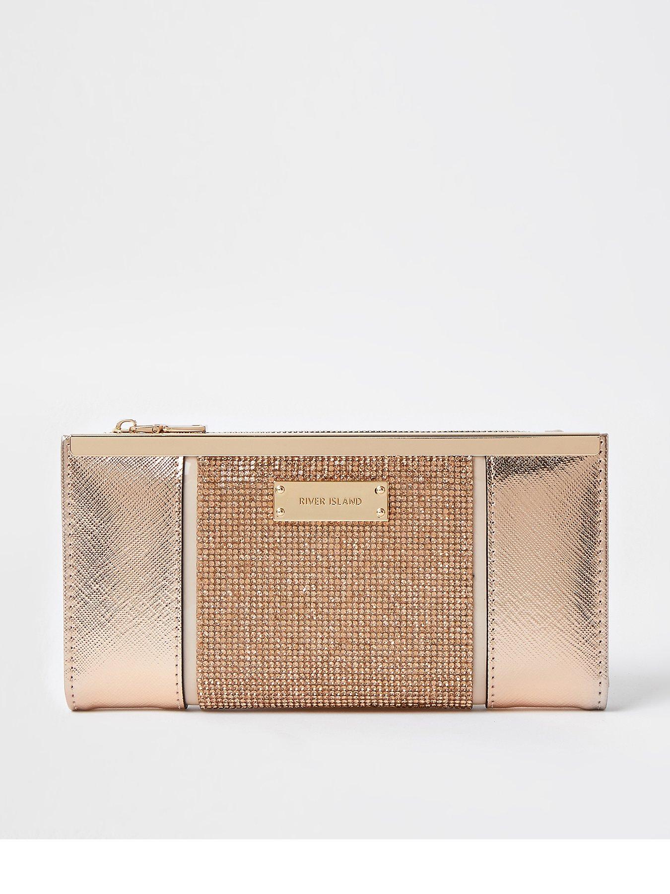 river island rose gold clutch bag