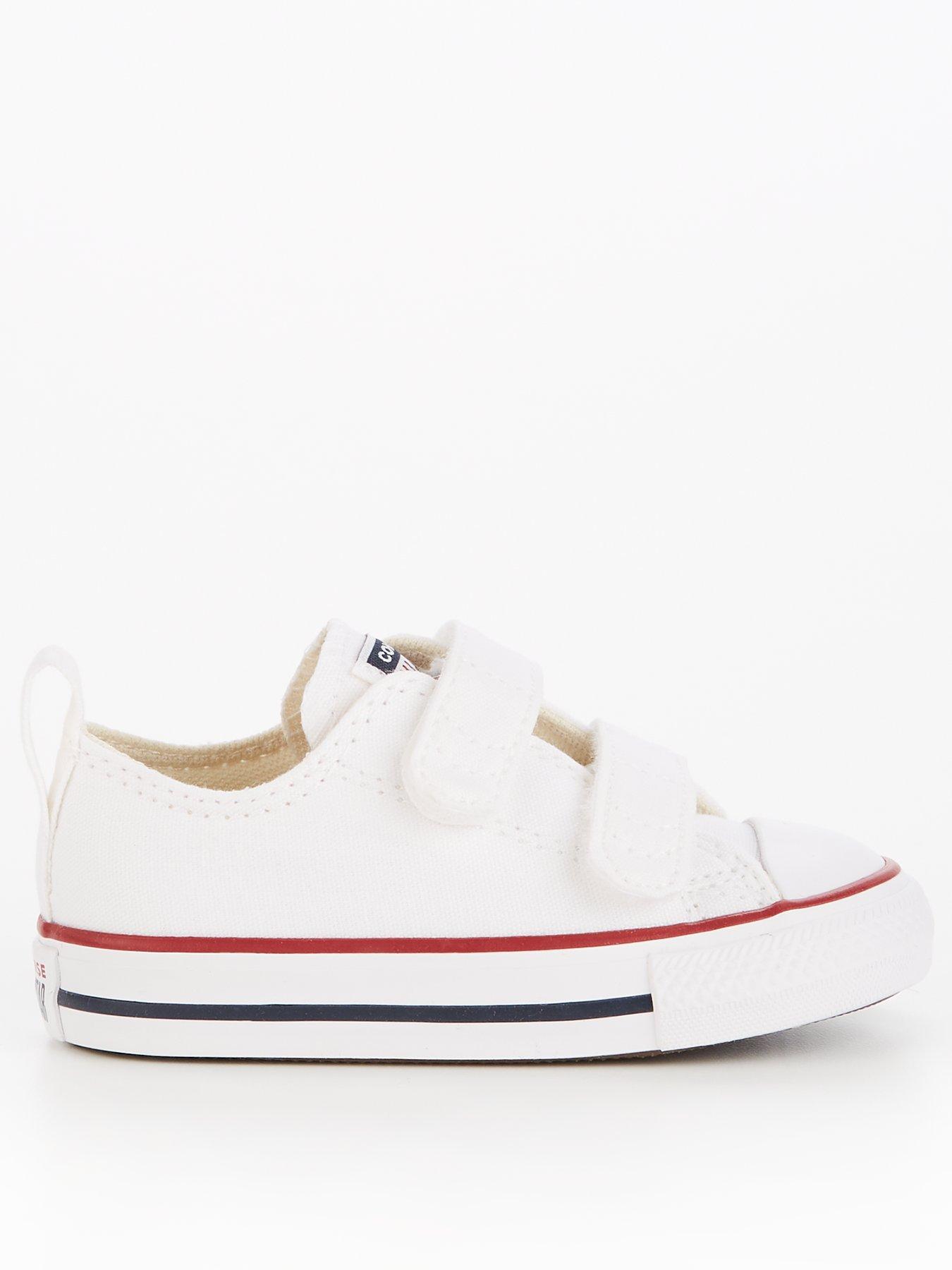 Converse Infant Unisex Easy On Velcro Leather Ox Trainers White Very . uk