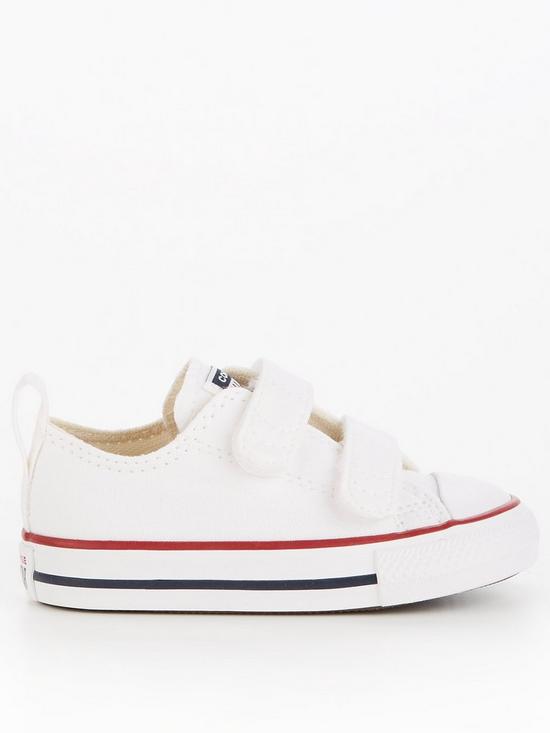 front image of converse-infant-unisex-2v-canvas-ox-trainers-white