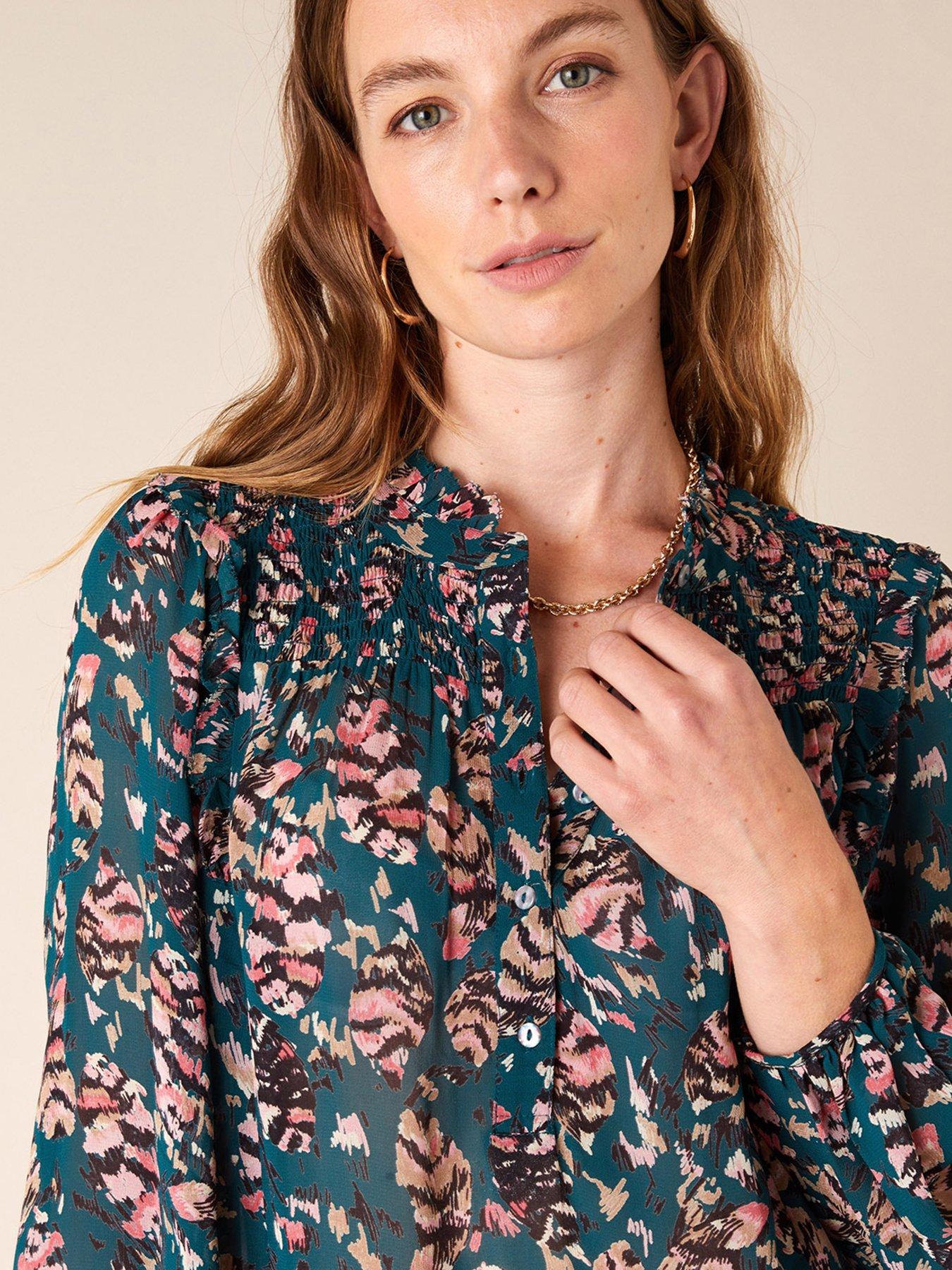 Monsoon Feather Print Sustainable Top | very.co.uk