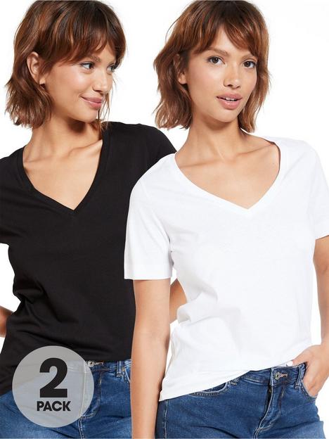 everyday-essentialnbsp2-pack-basic-v-neck-t-shirts-blackwhite