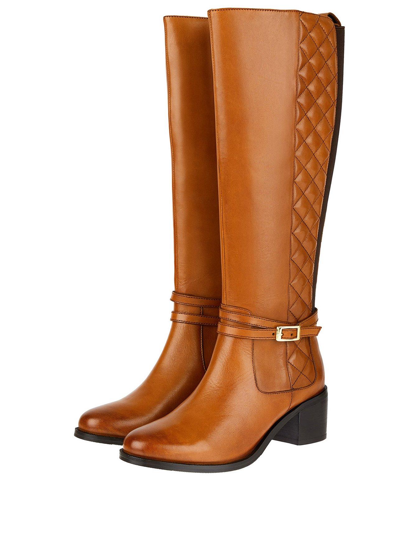 Monsoon Long Leather Riding Boots - Tan 