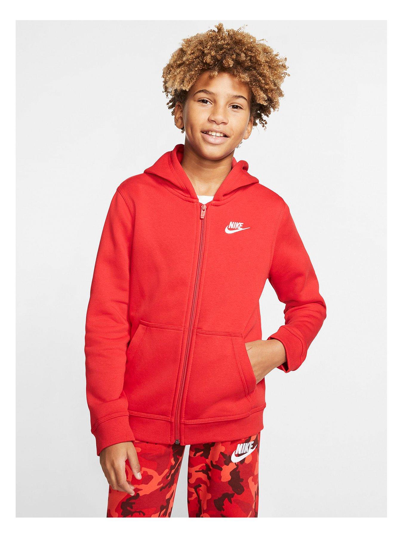 Nike Boys Hoodie Full Zip Club Jacket Red Very Co Uk