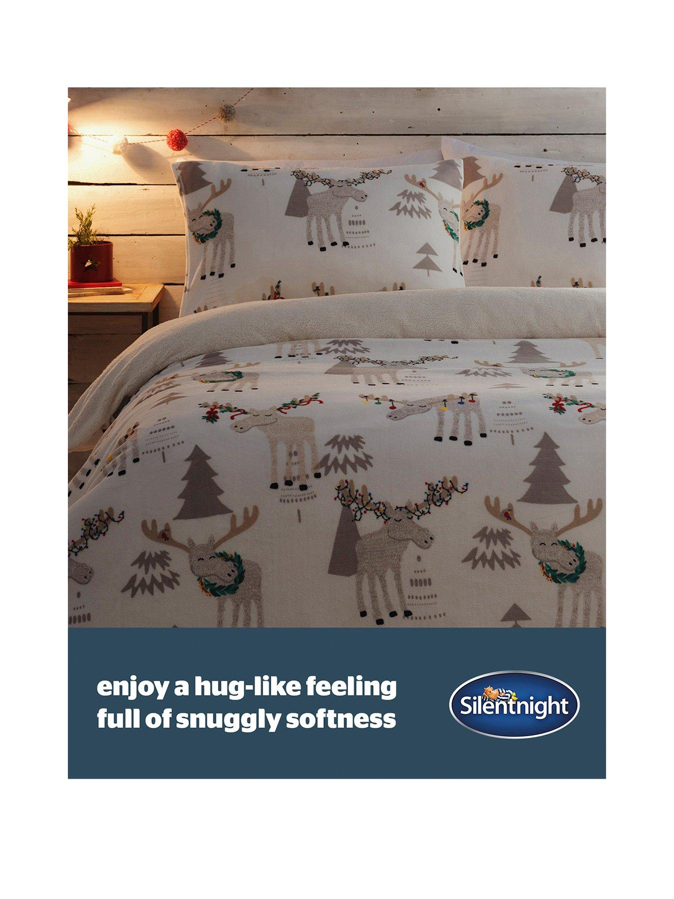 Image 2 of 7 of Silentnight Christmas Moose Cosy Fleece Duvet Cover Set