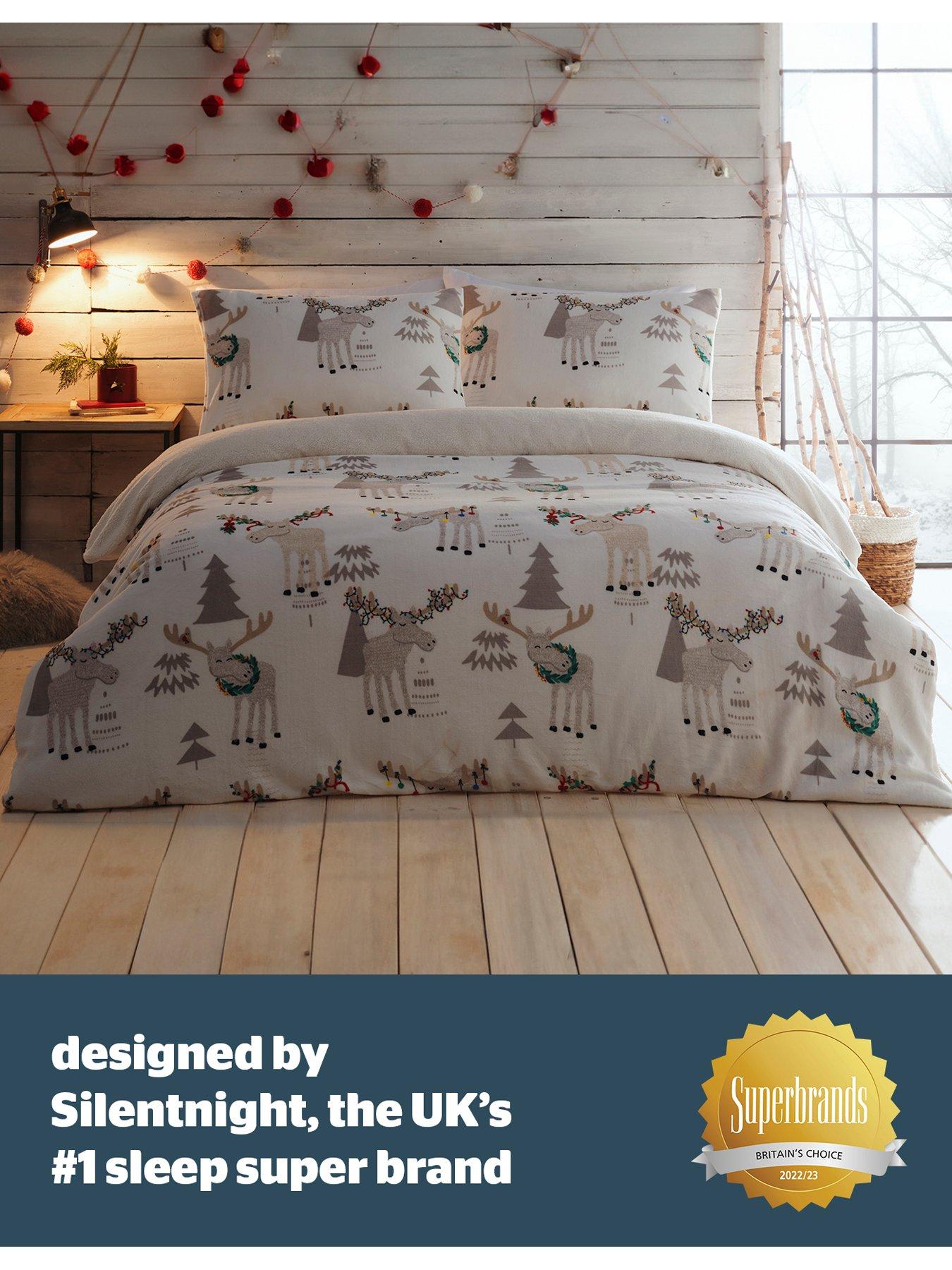 Image 7 of 7 of Silentnight Christmas Moose Cosy Fleece Duvet Cover Set