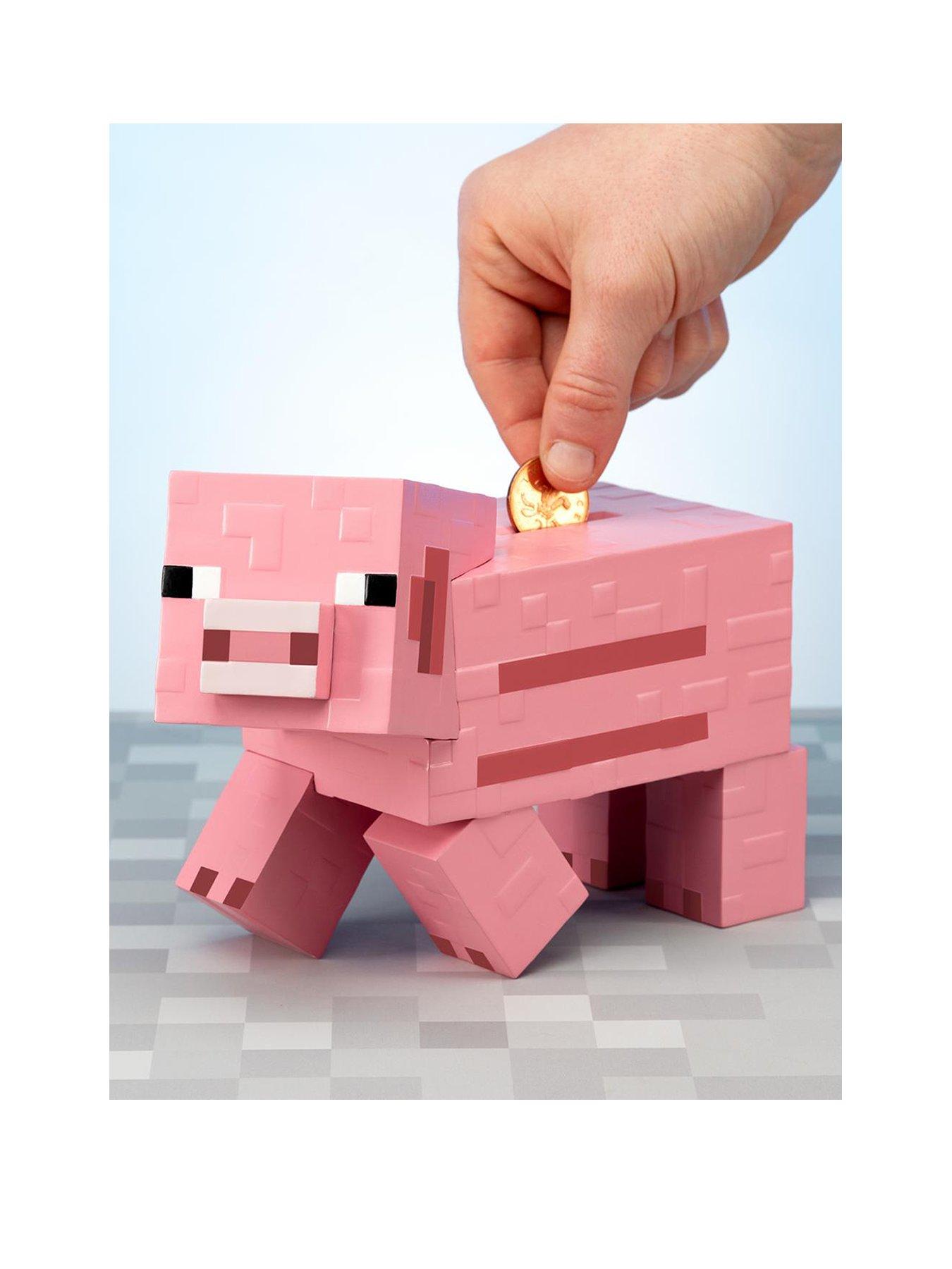 Product photograph of Minecraft Pig Shaped Money Bank - Officially Licensed Minecraft Bedroom Decor Fun Pixel Shape For Gamers And Fans from very.co.uk