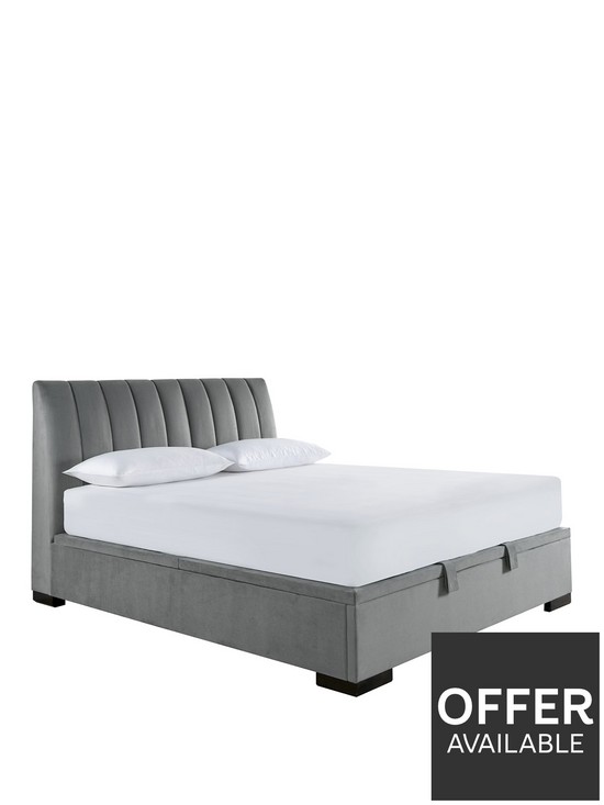 stillFront image of very-home-logan-velvet-ottomannbspbed-with-mattress-options-buy-and-save