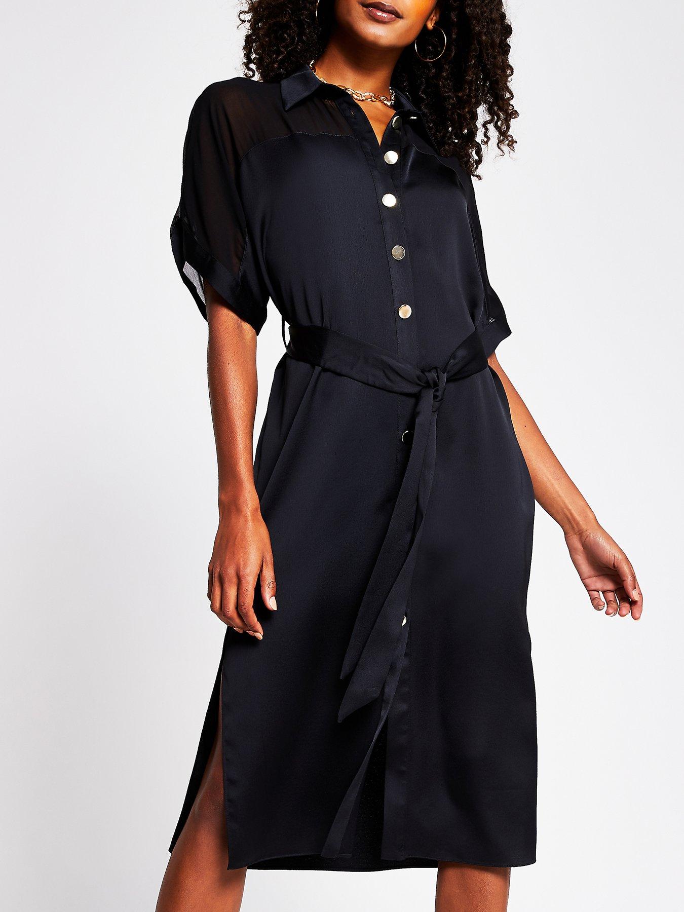 river island black shirt dress