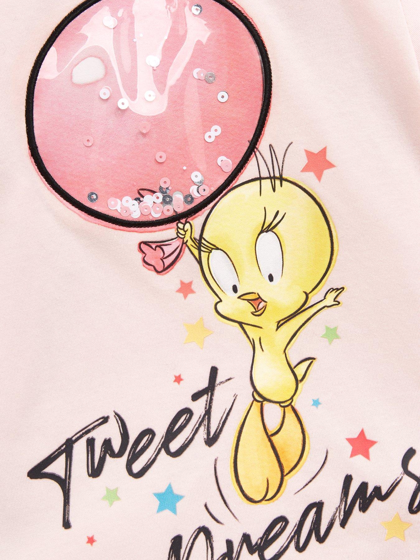 Looney Tunes Girls Tweet Dreams Sequin Detail Pjs Pink Very Co Uk