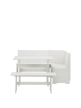 Product photograph of Julian Bowen Newport 109 Cm Dining Table Set Bench And Corner Storage Bench - White from very.co.uk