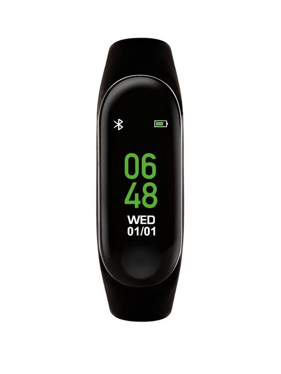 front image of reflex-active-series-1-activity-tracker-with-colour-touch-screen-and-black-silicone-strap