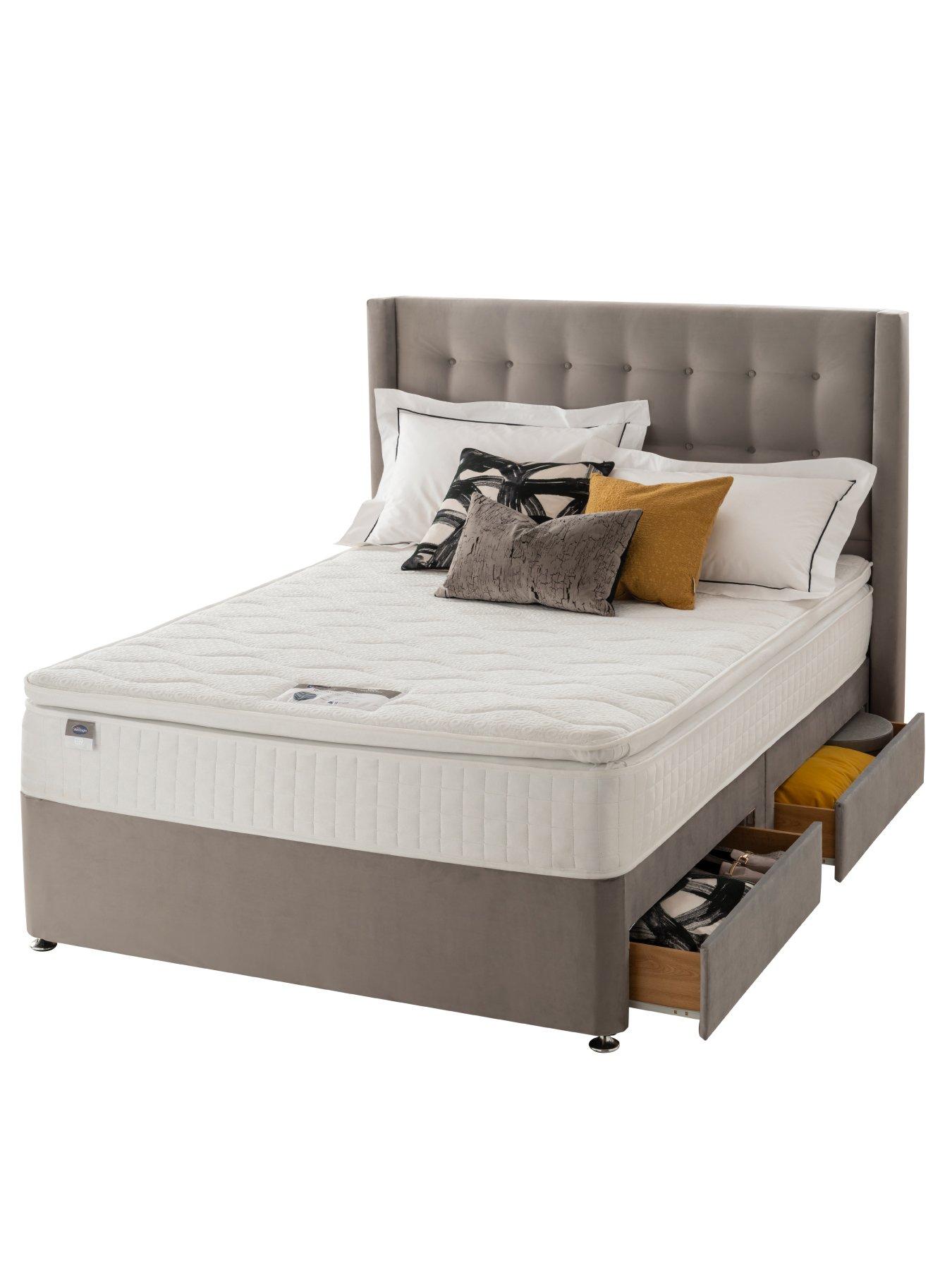 undefined 1000 Pocket Pillowtop Divan Bed with Storage Options (Headboard Included) - Velvet - Medium Firm