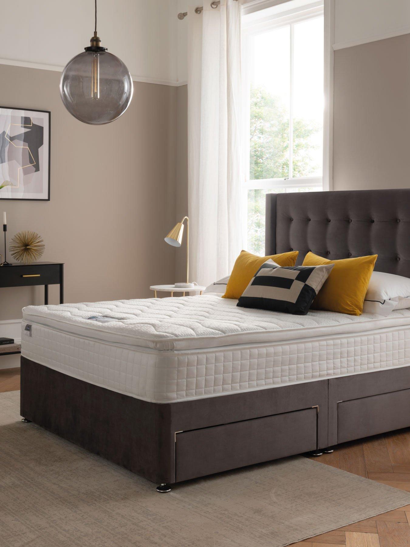 Image 1 of 7 of Silentnight 1000 Pocket Pillowtop&nbsp;Divan Bed with Storage Options&nbsp;(Headboard Included) - Velvet - Medium Firm