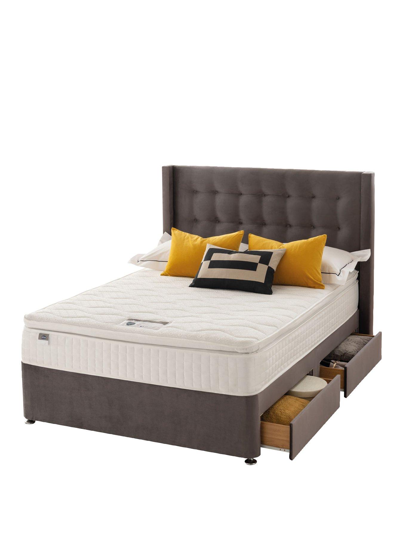 Image 2 of 7 of Silentnight 1000 Pocket Pillowtop&nbsp;Divan Bed with Storage Options&nbsp;(Headboard Included) - Velvet - Medium Firm