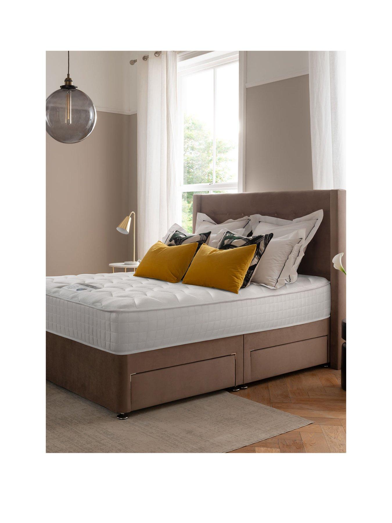 Product photograph of Silentnight Isla Velvet 1000 Memory Divan Bed With Headboard And Storage Options from very.co.uk