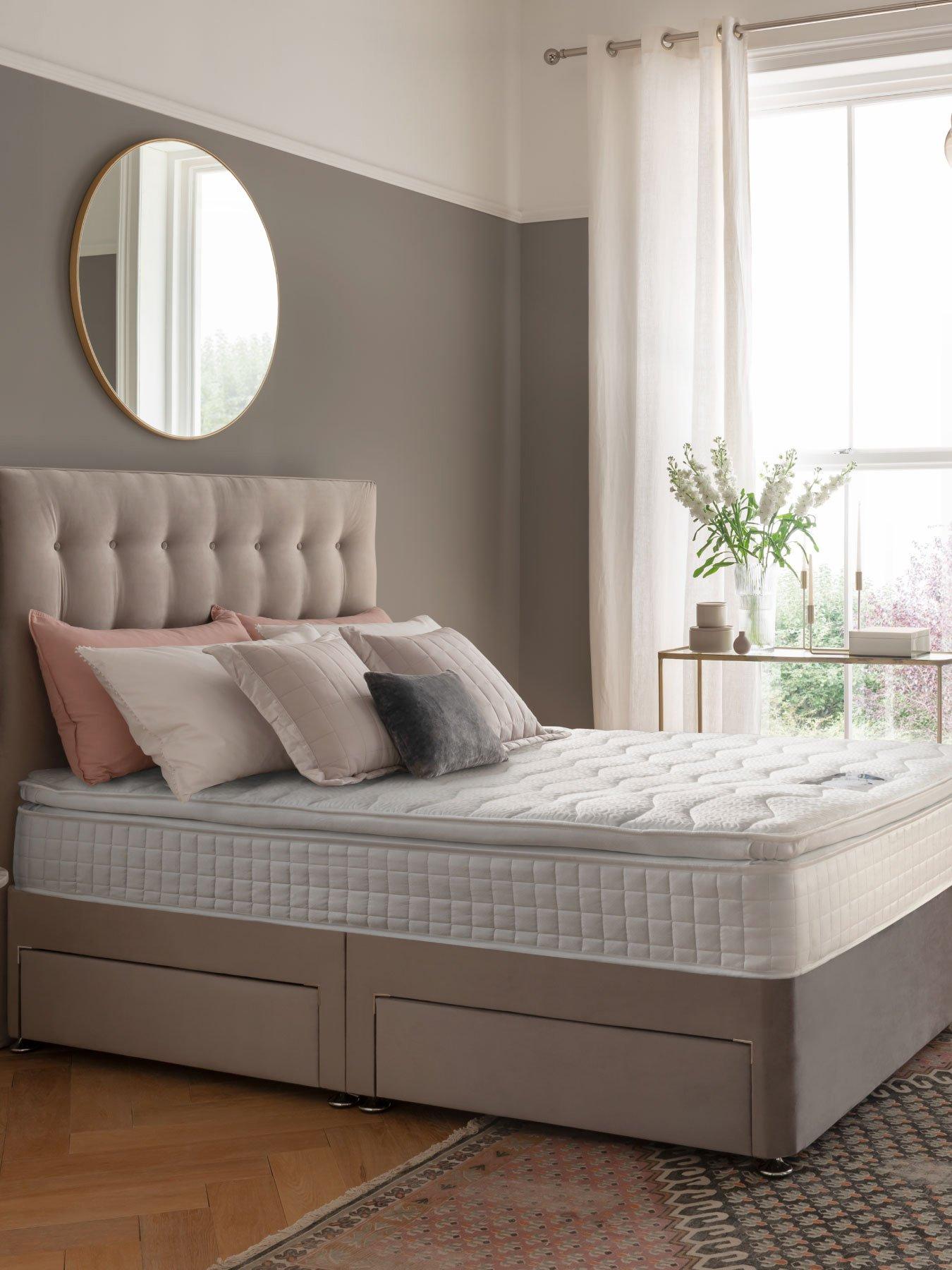 Product photograph of Silentnight Mila Velvet 1000 Pillowtop Divan Bed With Headboard And Storage Options from very.co.uk