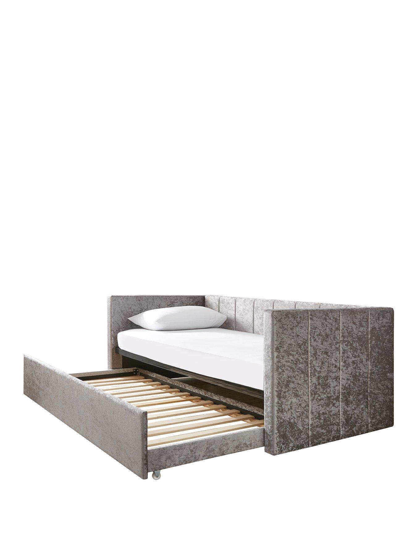 Connie Crushed Velvet Day Bed with Low Level Trundle and Mattress ...