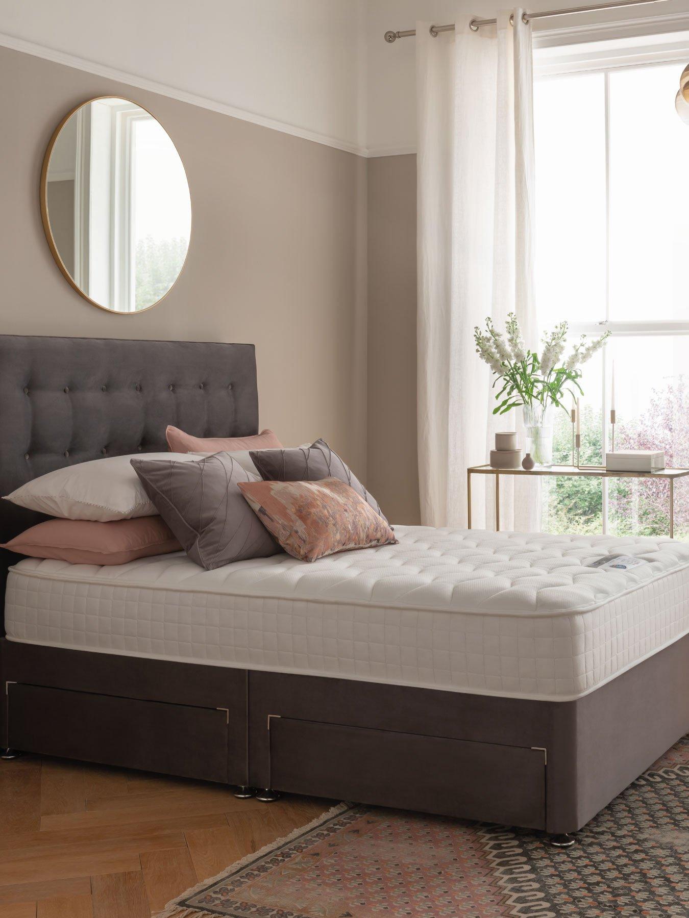 undefined 1000 Pocket Memory Pillowtop Divan Bed (Headboard Included) - Velvet - Medium Firm
