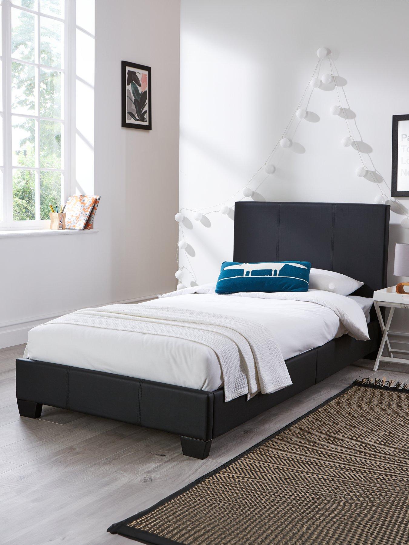 Product photograph of Very Home Ellis Faux Leather Single Bed Frame - Bed Frame With Memory Mattress from very.co.uk