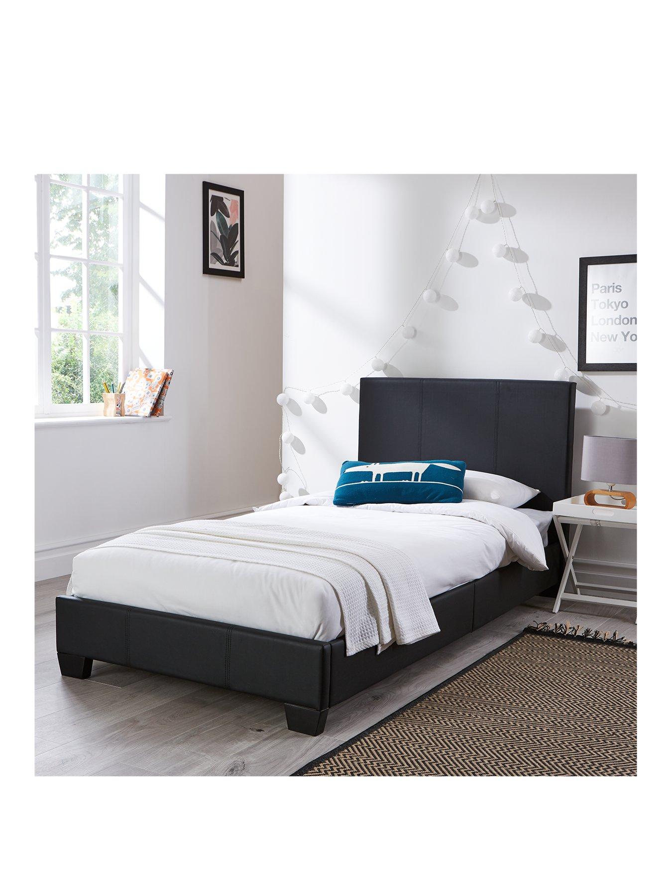 Single leather shop bed frame