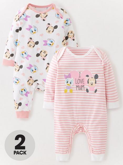 minnie-mouse-baby-girl-minnie-mouse-and-daisy-duck-2-pack-baby-sleepsuits-pink