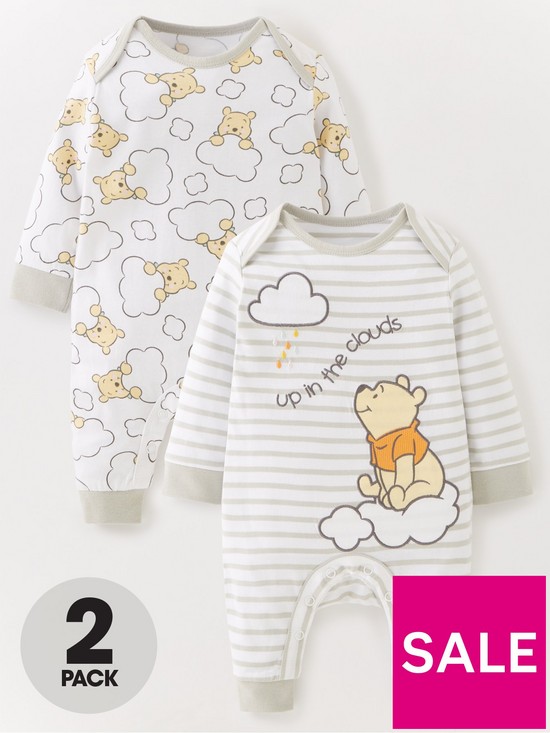 front image of winnie-the-pooh-baby-unisex-winnie-the-pooh-2-pack-sleepsuit-grey