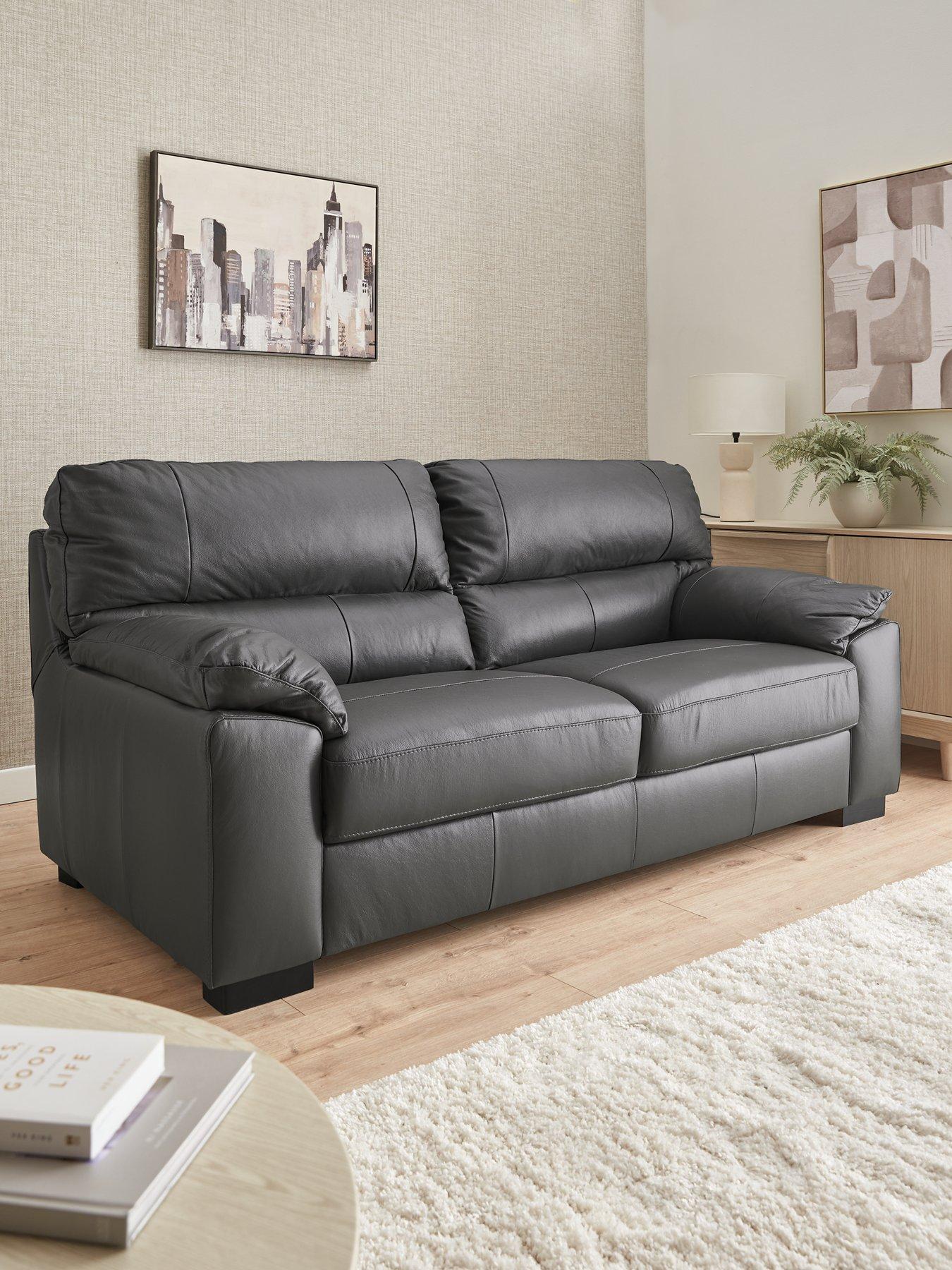 Product photograph of Very Home Ambrose Leather 3 Seater Sofa - Fsc Reg Certified from very.co.uk