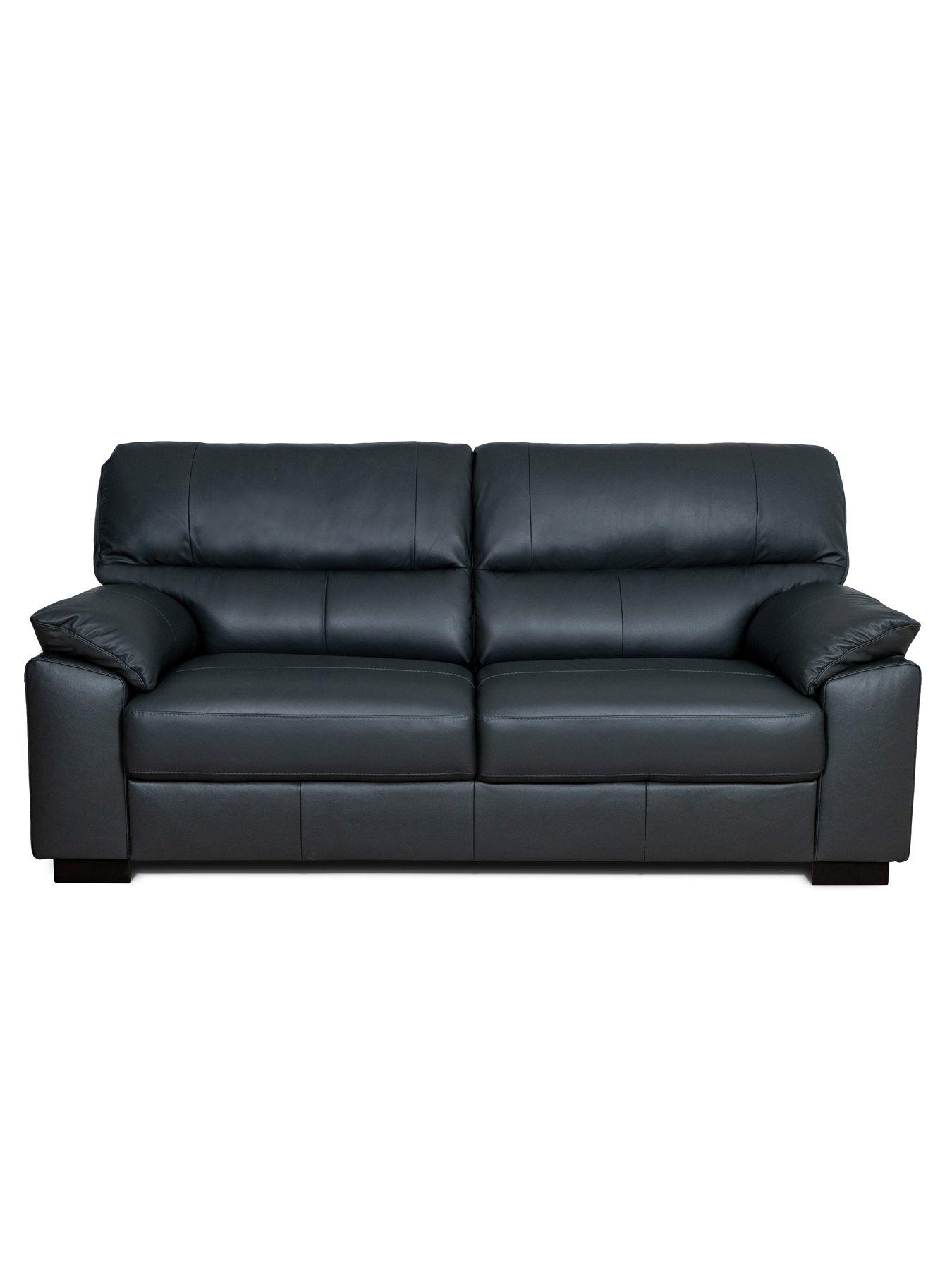 Product photograph of Very Home Ambrose Leather 3 Seater Sofa from very.co.uk