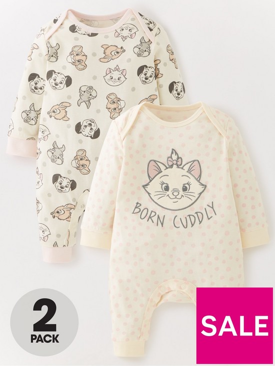front image of disney-baby-girl-disney-the-aristocats-marie-cat-2-pack-sleepsuit-white