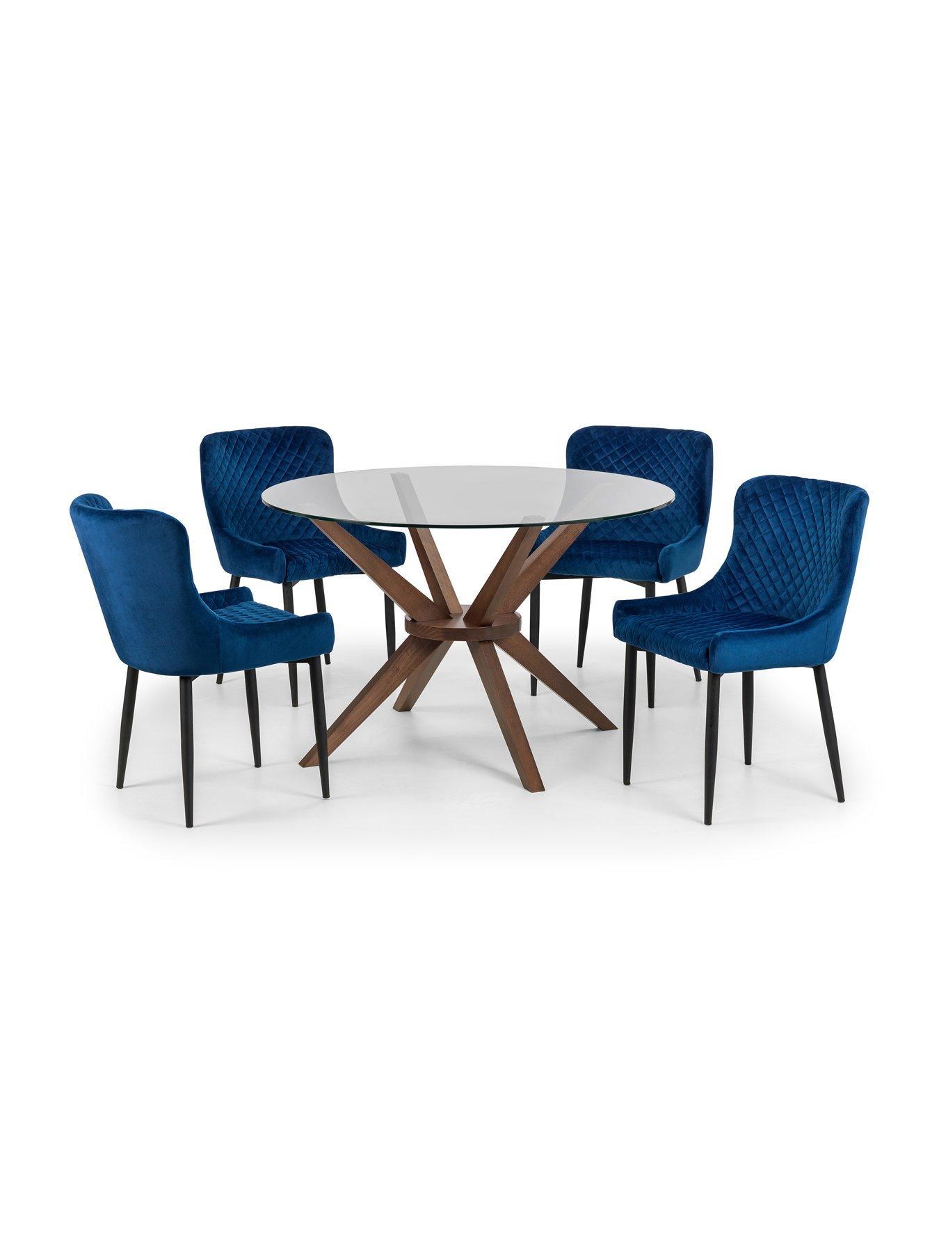undefined Chelsea 120 cm Round Dining Table + 4 Luxe Blue Chairs