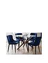  image of julian-bowen-chelsea-120nbspcm-round-dining-table-4-luxe-blue-chairs