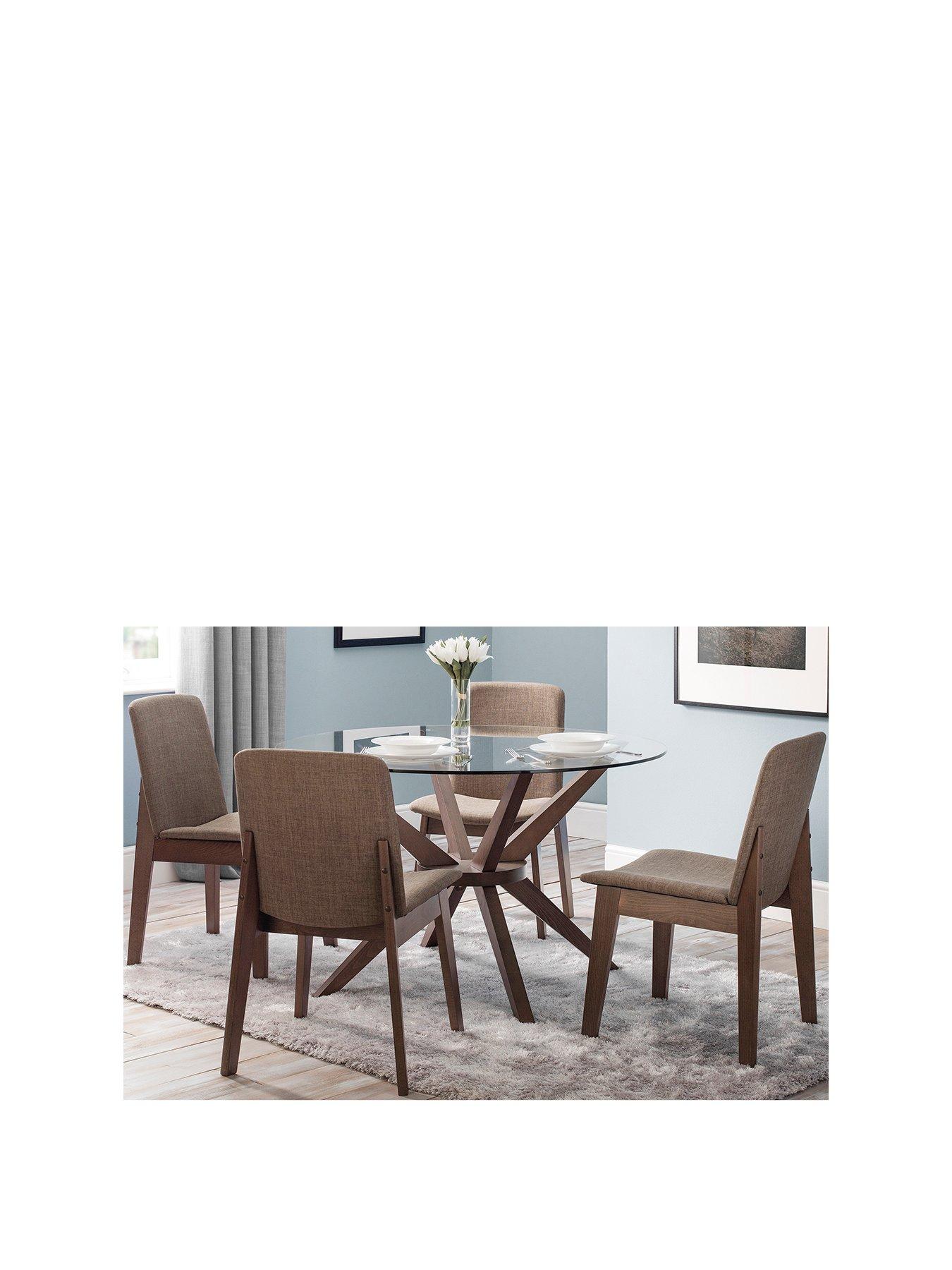 undefined Set of Chelsea Round Glass Table + 4 Kensington Fabric Chair