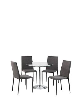 Julian Bowen Kudos 80 Cm Round Dining Table + 4 Jazz Chairs - Glass/Grey