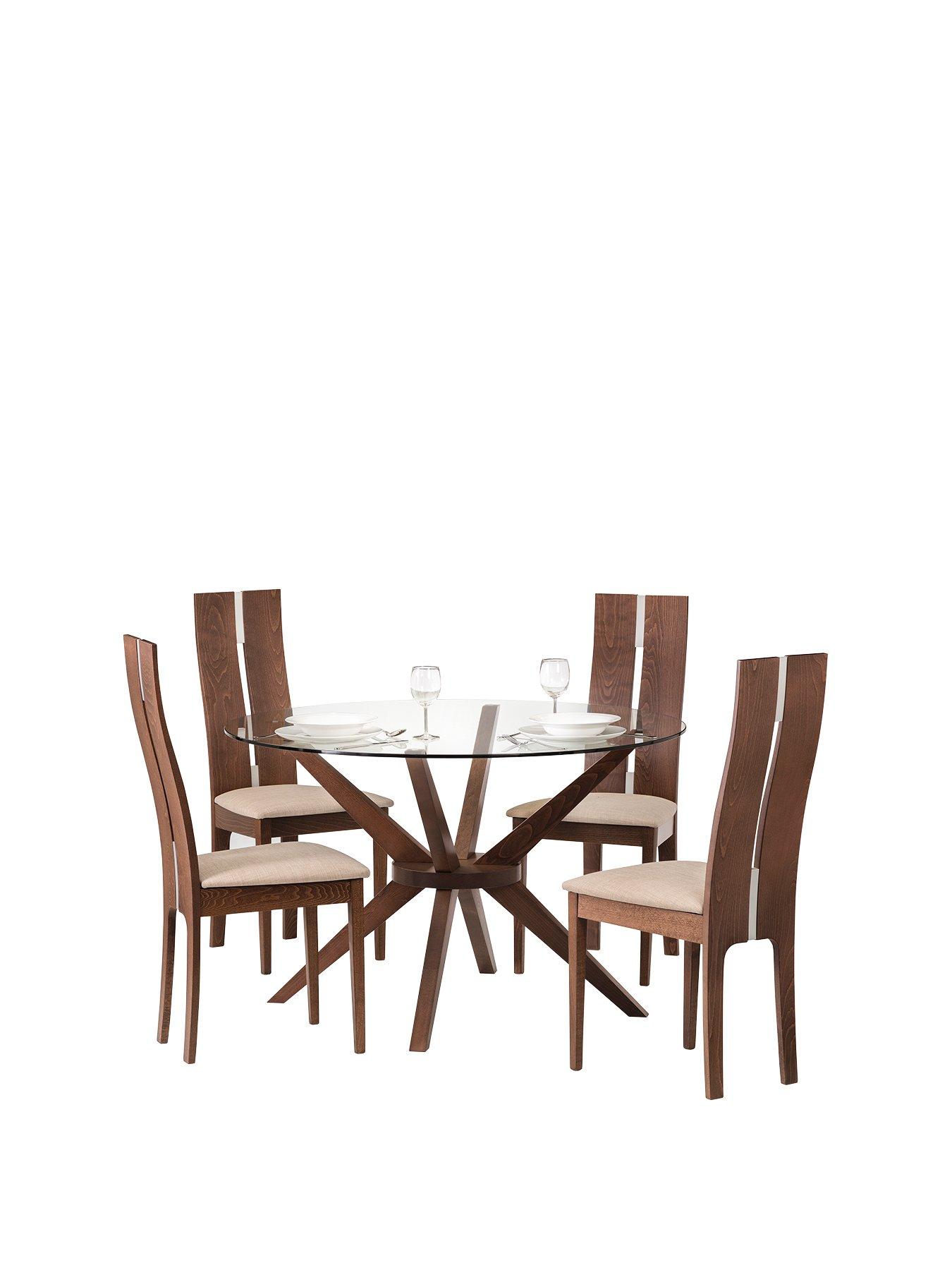 Julian Bowen Set Of Chelsea Glass Table & 4 Cayman Chairs