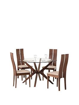 Julian Bowen Set Of Chelsea Glass Table & 4 Cayman Chairs