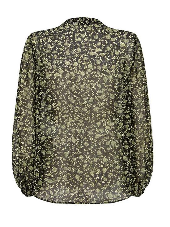 stillFront image of mint-velvet-brooke-floral-print-ruffle-blouse-black