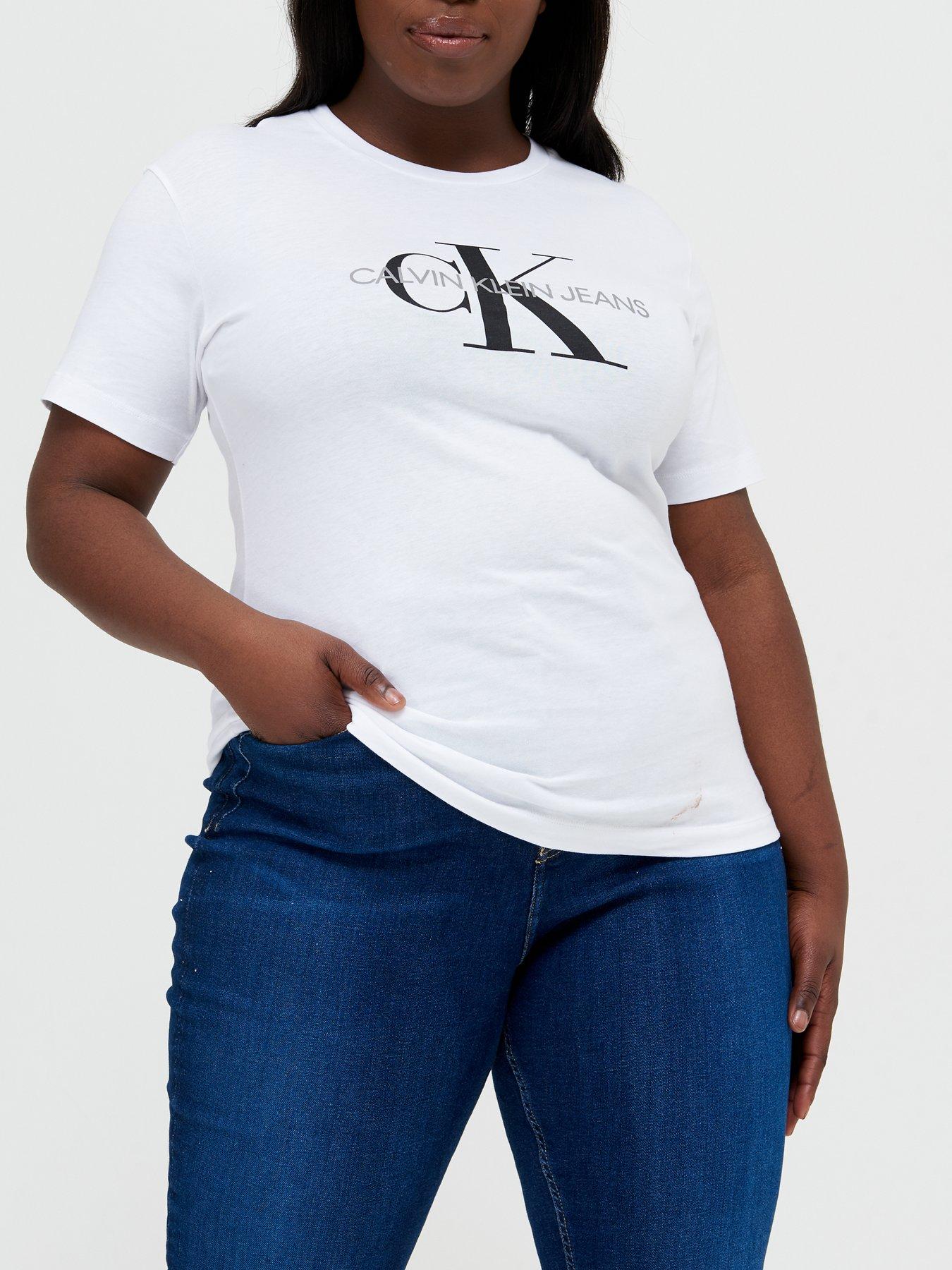 ladies white calvin klein t shirt