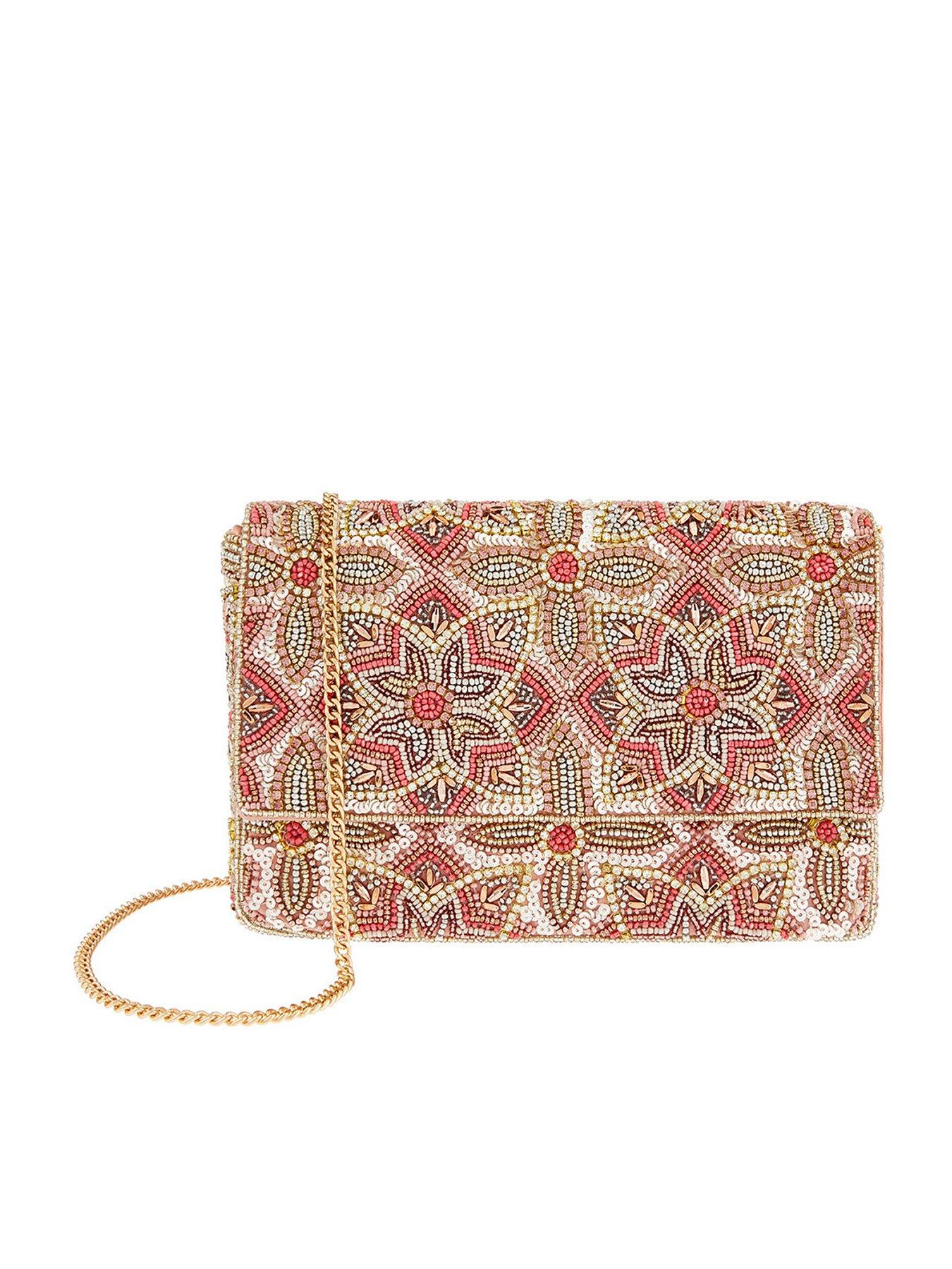 accessorize pink clutch bag