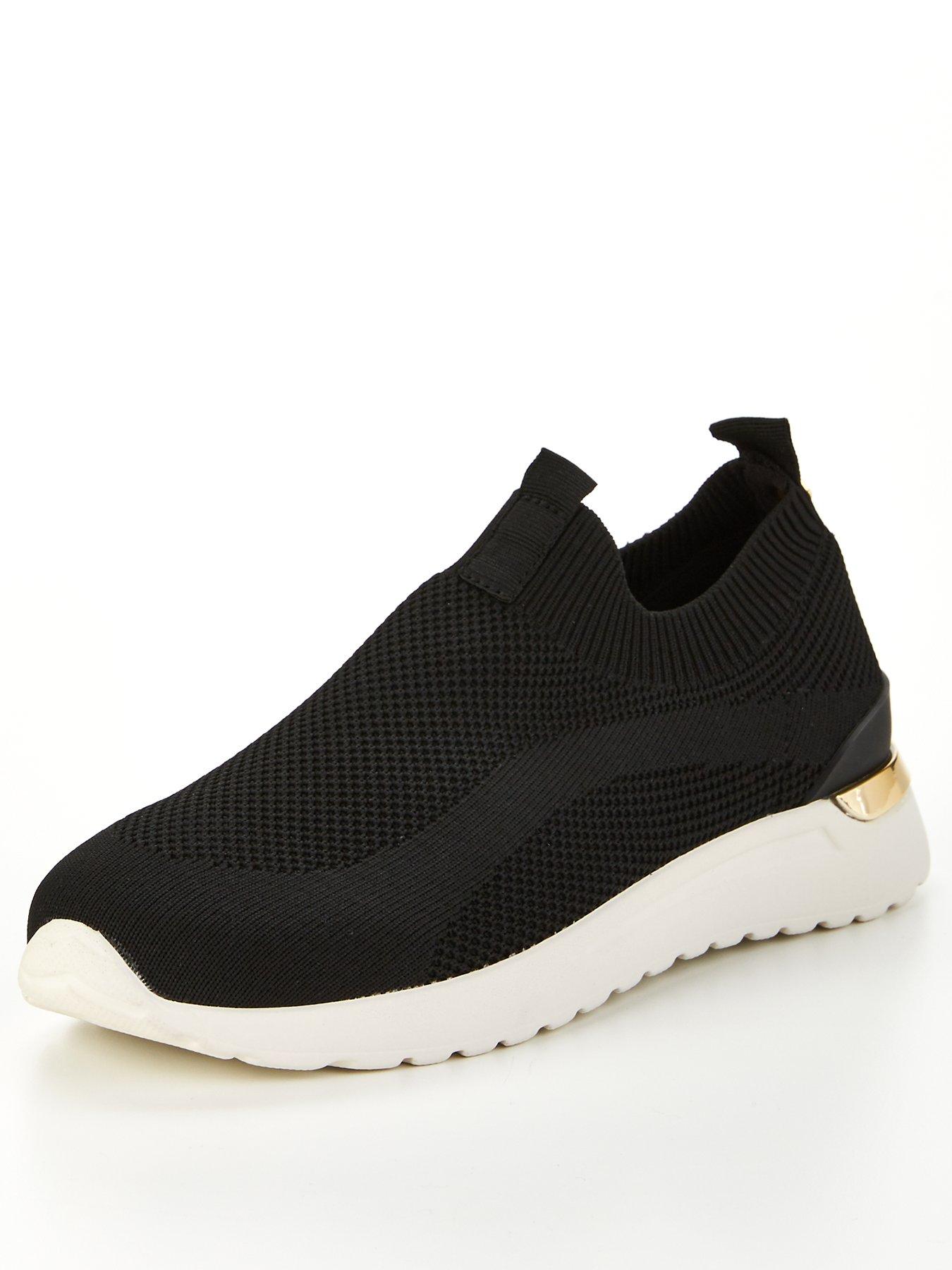 ladies black knitted trainers