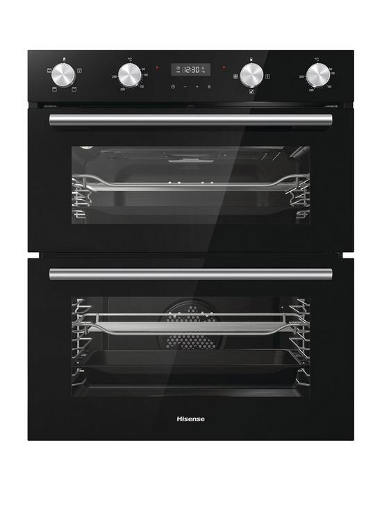 front image of hisense-bid75211bguk-60cm-widenbspbuilt-under-double-oven-black