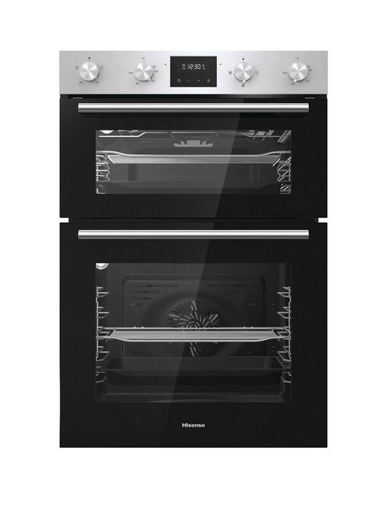 front image of hisense-bid95211xuk-60cm-widenbspbuilt-in-double-oven-stainless-steel