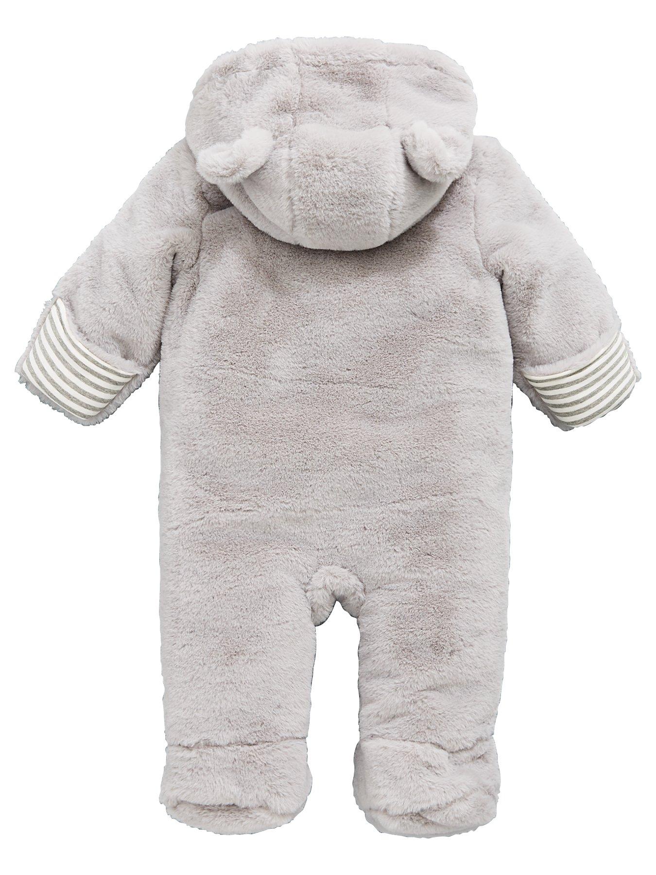 Image 2 of 3 of Mini V by Very Baby Unisex Faux Fur Cuddle Suit - Grey