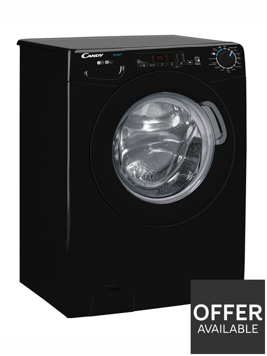 stillFront image of candy-smart-cs-148tbbe1-80-8kg-load-1400-spin-washing-machine-black