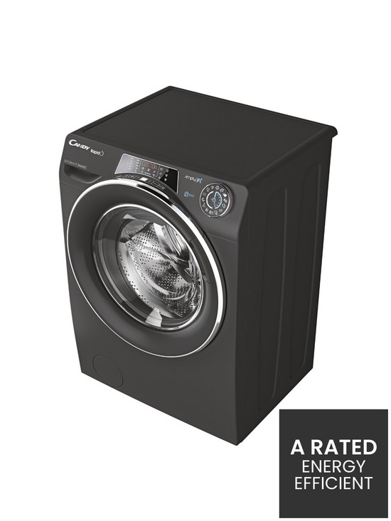stillFront image of candy-rapido-ro16106dwmcre-80nbsp10kg-wash-1600-spin-washing-machine-graphite