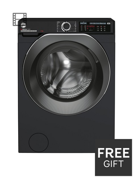 hoover-h-wash-500-hw-411ambcb1-80-11kg-load-1400-spin-washing-machine-black-with-wifi-connectivity-a-rated