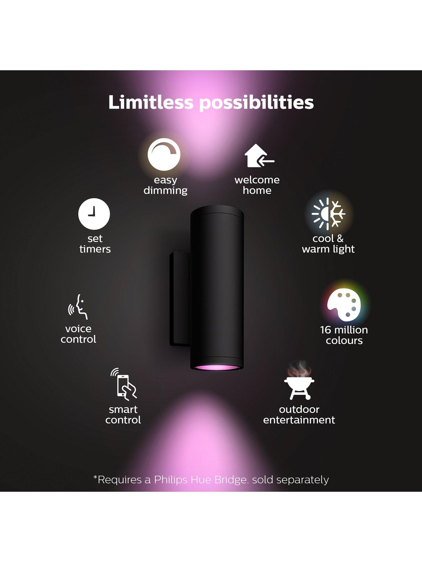 Image 2 of 7 of Philips Hue Hue Appear White &amp; Colour Ambiance LED Smart Outdoor Wall Light Double Pack