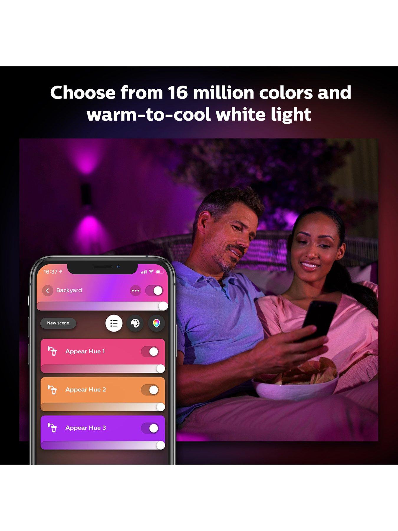 Image 4 of 7 of Philips Hue Hue Appear White &amp; Colour Ambiance LED Smart Outdoor Wall Light Double Pack