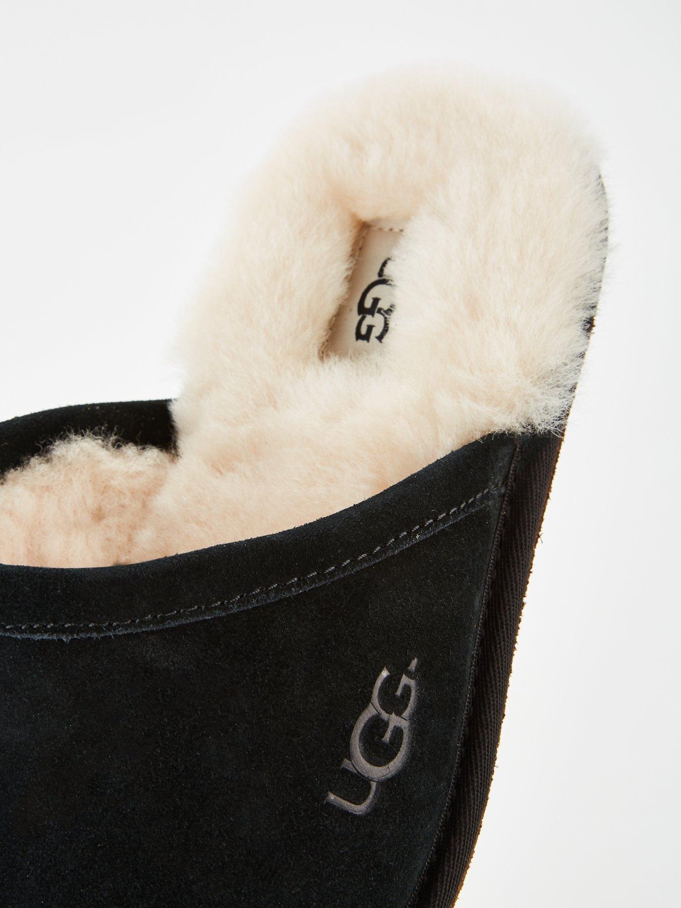 Image 6 of 6 of UGG Mens Wool Lined Slip-On Leather Scuff Slippers - Black