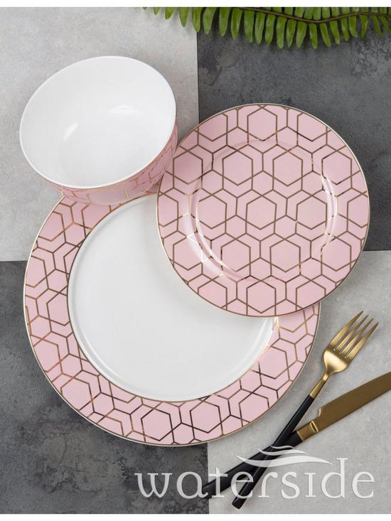 stillFront image of waterside-12-piece-tallulah-pink-gold-dinner-set