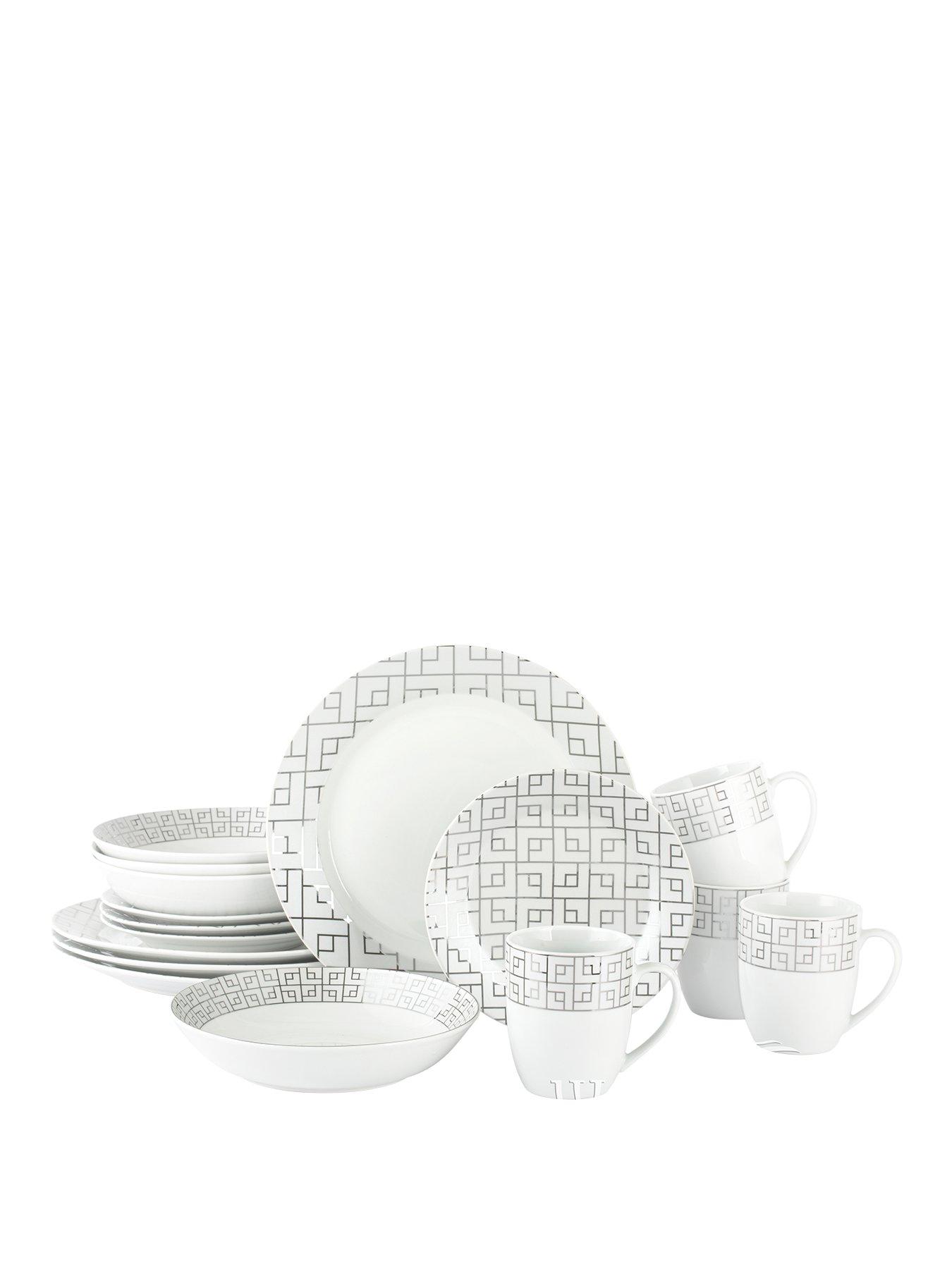 Product photograph of Waterside 16-piece Glitz Geo Dinner Set from very.co.uk